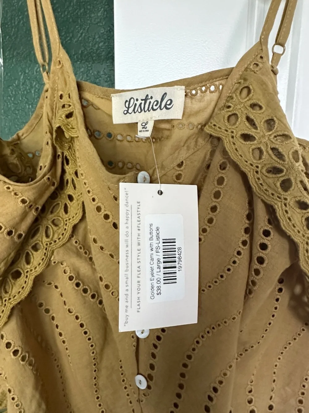 Listicle Golden Eyelet Cami - Picture 3 of 3